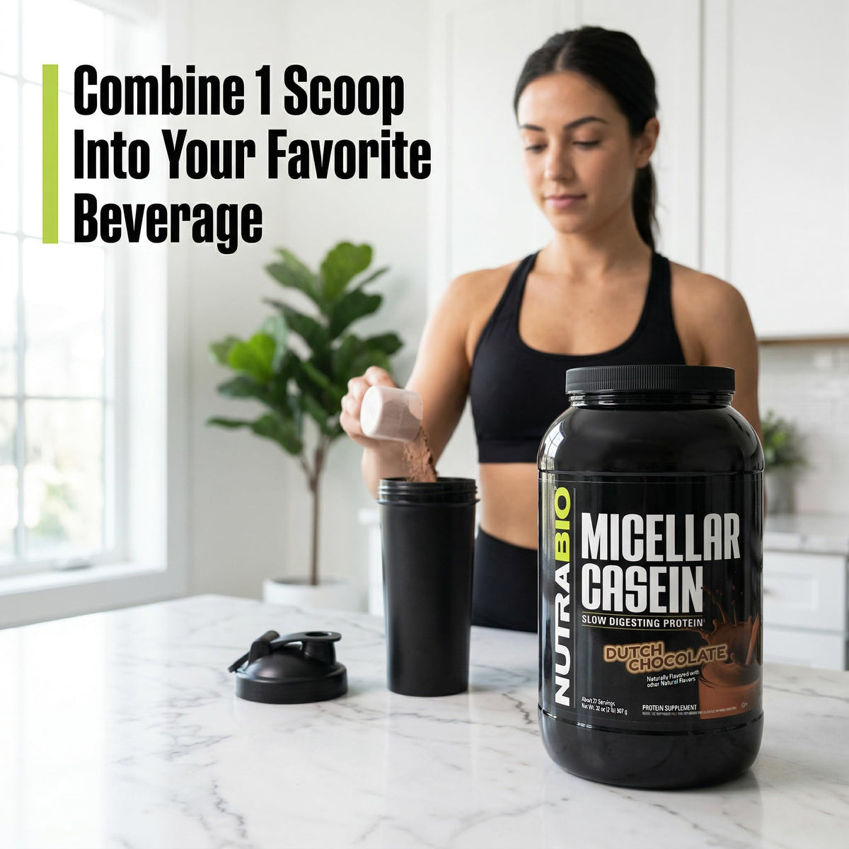 NutraBio Casein Protein Powder, Micellar Casien Powder, 25g Slow Digesting Protein, Helps Keep You Full, Overnight Muscle Recovery & Growth, BCAA & EAA, Gluten Free, Soy Free, 2lb Strawberry Ice Cream