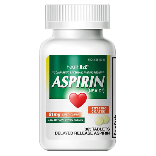 HealthA2Z® Aspirin 81 mg | Low Strength | Enteric Coated | Pain Relief | Reduces Minor Aches Muscle Pain & Cramps | Fever Reducer | Reduces Headache (365 Counts) HealthA2ZBuy Supplements Australia