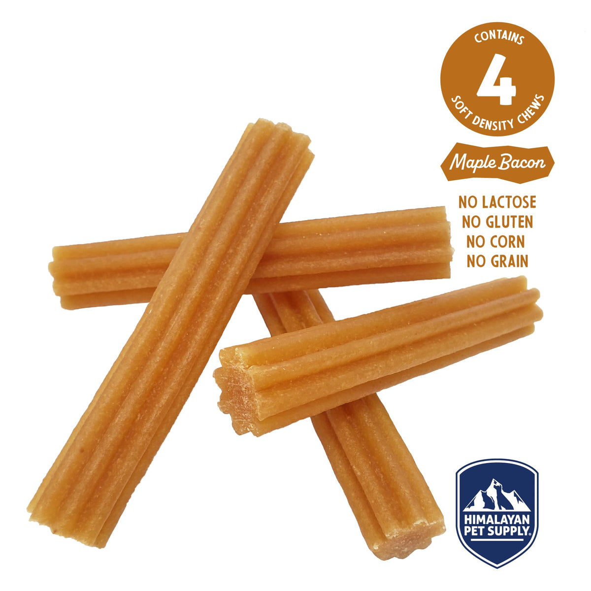 Himalayan Dog Chew Churro, Soft Yak Cheese Treat, Peanut Butter, 4 Sticks | 100% Natural, Soft Density Dental Support, Gluten Free, Healthy Safe Dog Treats for All Breeds and Ages, Lactose & Grain Free