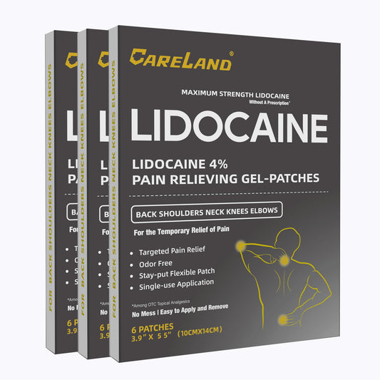 CARELAND Lidocaine Gel Patch, 18 Count Maximum Strength Pain Patches for Muscle Relief in Neck Knee Back and Shoulders Unscented Numbing Patch for Soothing Nerves, Joints CARELANDBuy Supplements Australia
