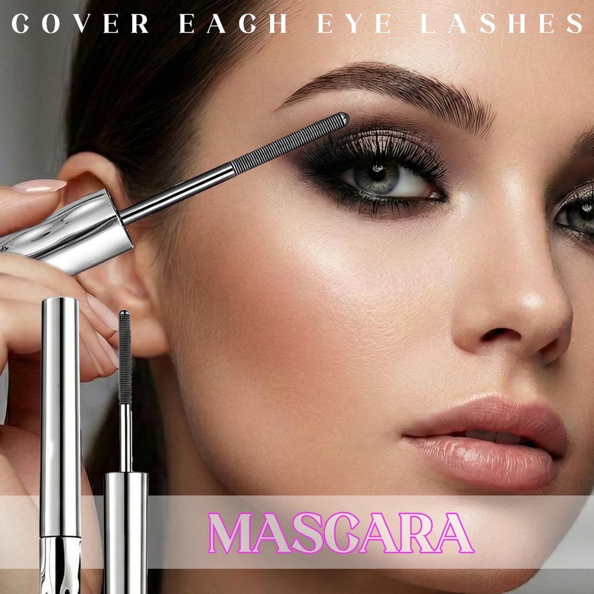 Washable Black Metal Wand Mascara, Waterproof Fiber Iron Mascara Tubing for for Volume & Length, 5D Curling Eyelash Quick-Dry, Long-lasting, Smudge Proof & No Flaking (Black)