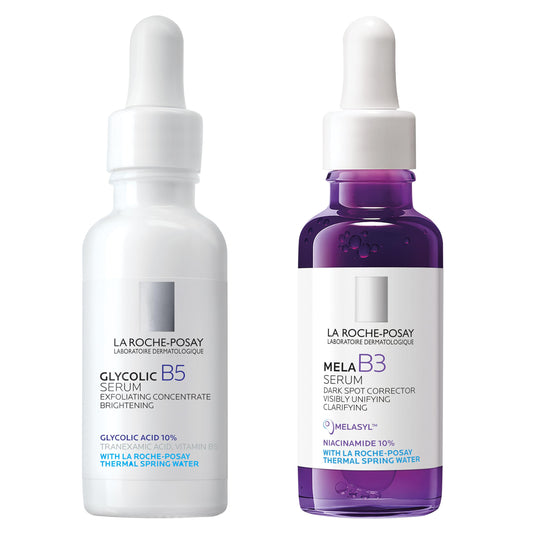 Bundle of La Roche-Posay Glycolic Acid Serum + La Roche-Posay Mela B3 Serum, Dark Spot Corrector With Anti-Aging Melasyl + 10% Niacinamide,