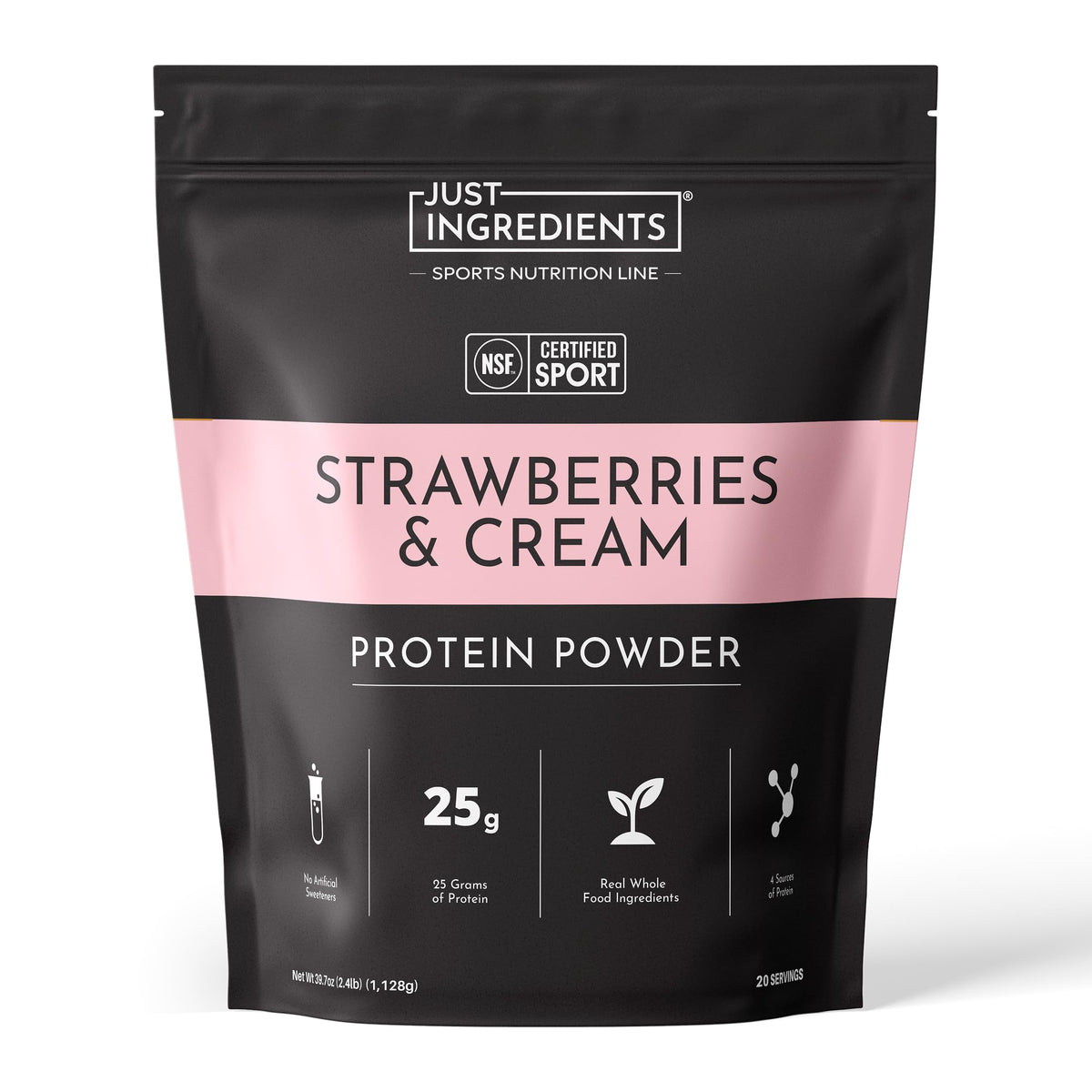 JUST INGREDIENTS Vanilla Bean Protein Powder – 20-Serving Blend with 100% Grass-Fed Whey & Organic Plant Proteins – Real Vanilla Bean & Cinnamon – Supports Muscle Recovery, Energy*