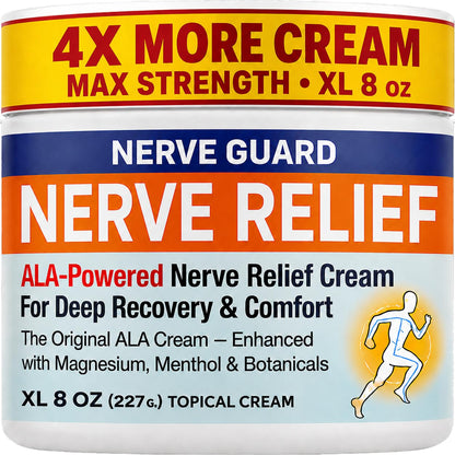 Neuropathy Cream – XL 8 oz – Maximum Strength Nerve Relief Cream for Feet Hands Legs Toes & Back – Fast Acting Relief with Menthol, Magnesium, ALA, Arnica –