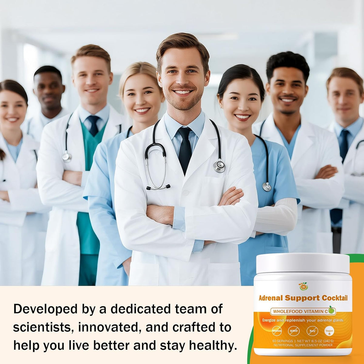 Adrenal Support Cocktail Powder, Adrenal Boost Drink Mix 8.5 oz | Whole Food Vitamin C + Potassium Bicarbonate & Sea Salt - Mix in 8-16 oz Water, Coconut Water or Beverage