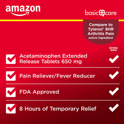 Amazon Basic Care Acetaminophen Extended-Release Tablets, 650 mg, Pain Reliever, Fever Reducer, Arthritis Pain, Headache, Backache, Menstrual Pain, 400 Count Amazon Basic Care buy supplements Au
