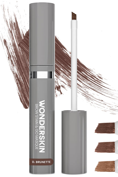 Wonderskin Wonder Blading Brow Stain & Go Masque - Long Lasting Eye Brow Tint, Transfer Proof and Smudge Proof Eyebrow Tint Stain (Dark Brunette)