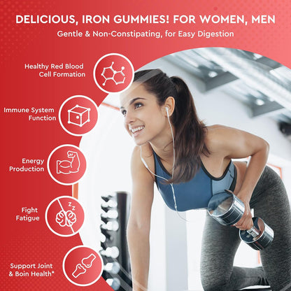 Iron Gummies Supplement for Adults & Kids | Calcium Potassium Magnesium Gummies | Bundle