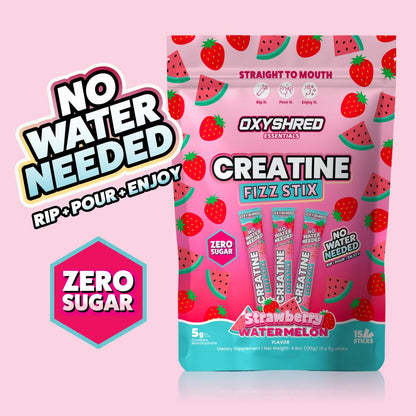 EHP Labs OxyShred Creatine Monohydrate Fizz Sticks, Cherry Slushie, 15 Pack | 5g Micronized Creatine Per Stick. No Water Needed, Zero Sugar, Vegan & Gluten Free. Single Serve On The Go.