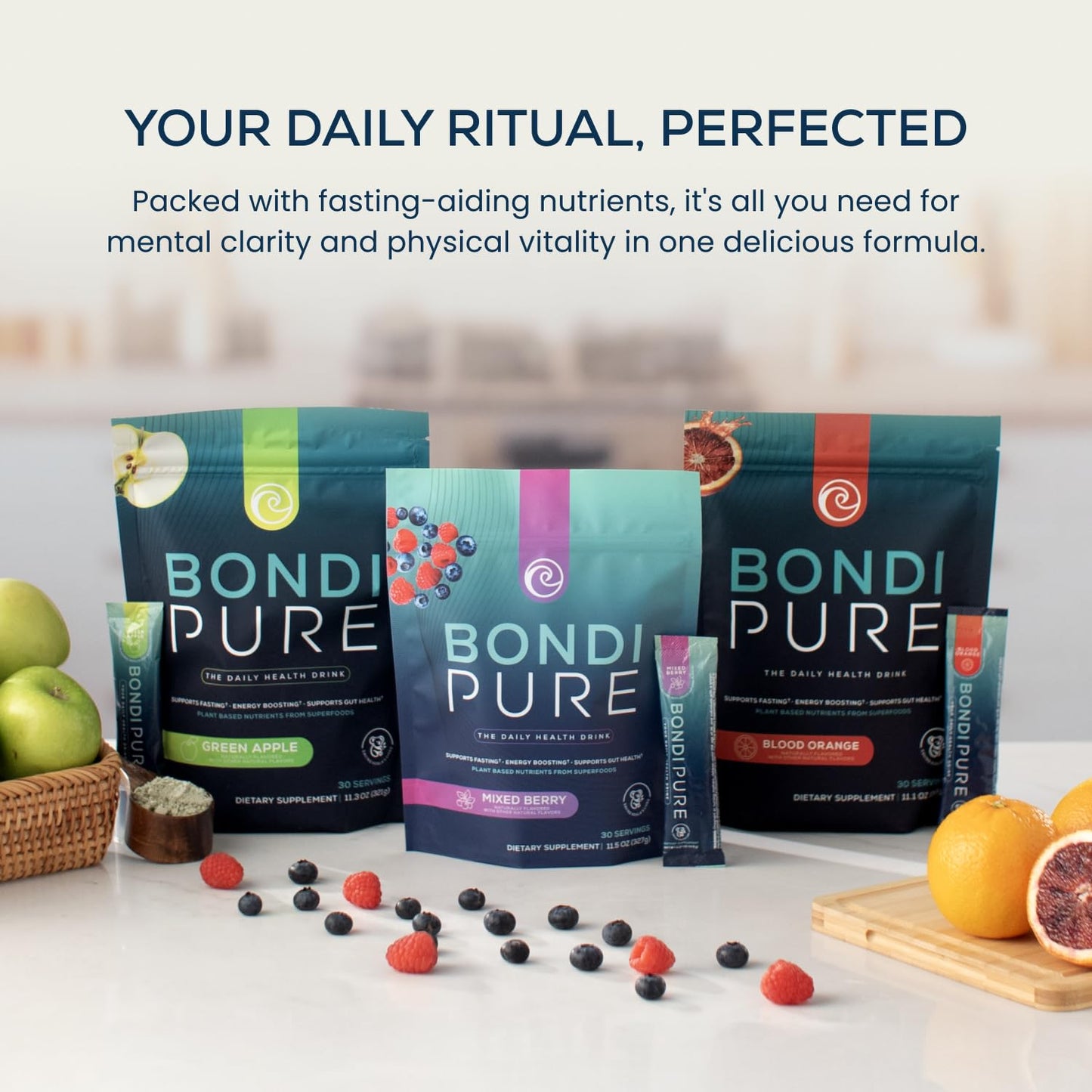 Bondi Pure - Daily Health & Detox Drink - Promote Gut Health & Energy Support During a Cleanse or Intermittent Fasting - Plant-Based Fibers