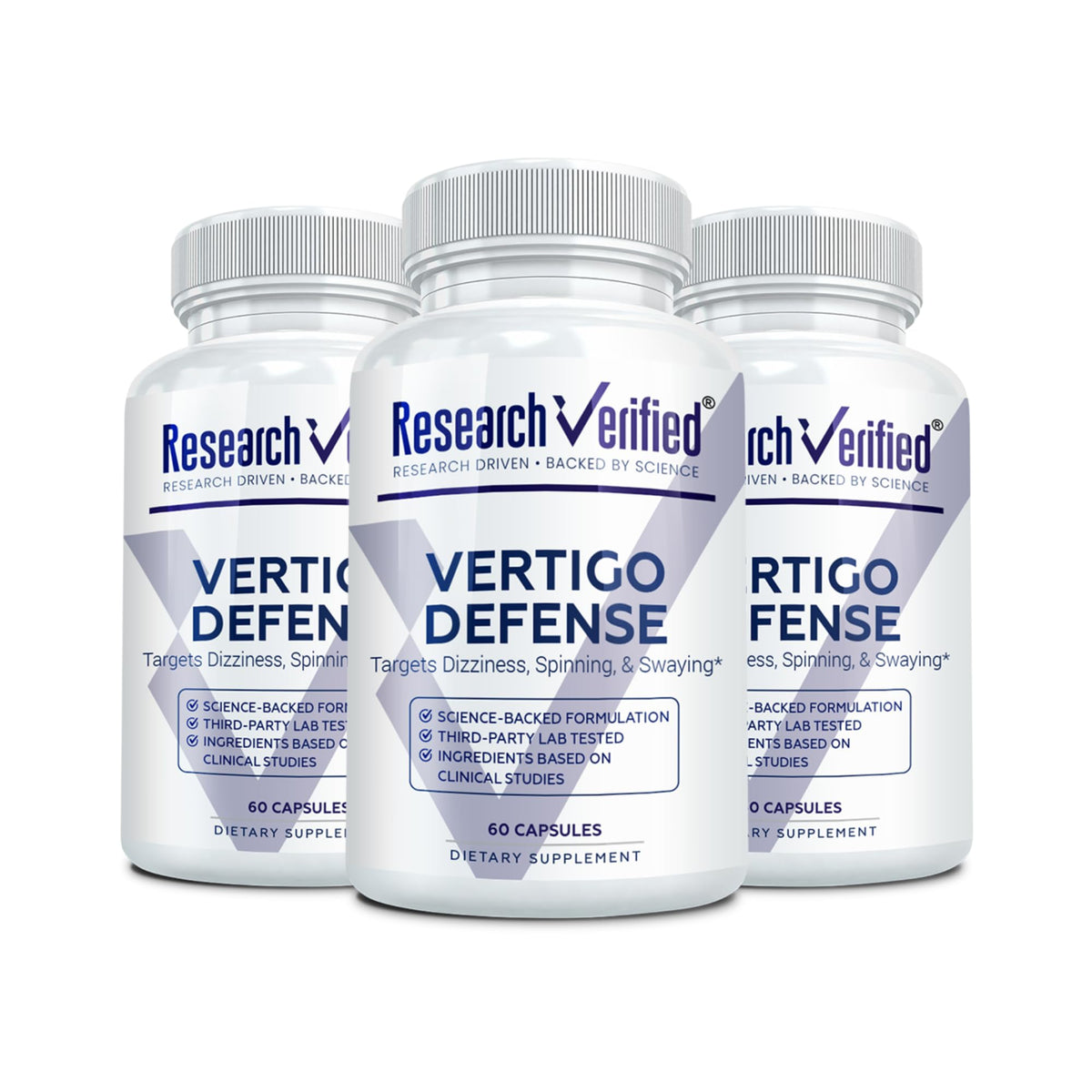Research Verified Vertigo Defense - Soothe Symptoms and Support Inner Ear Balance - Vitamin D3, Ginger, Ginkgo Biloba, BioPerine - 60 Capsules