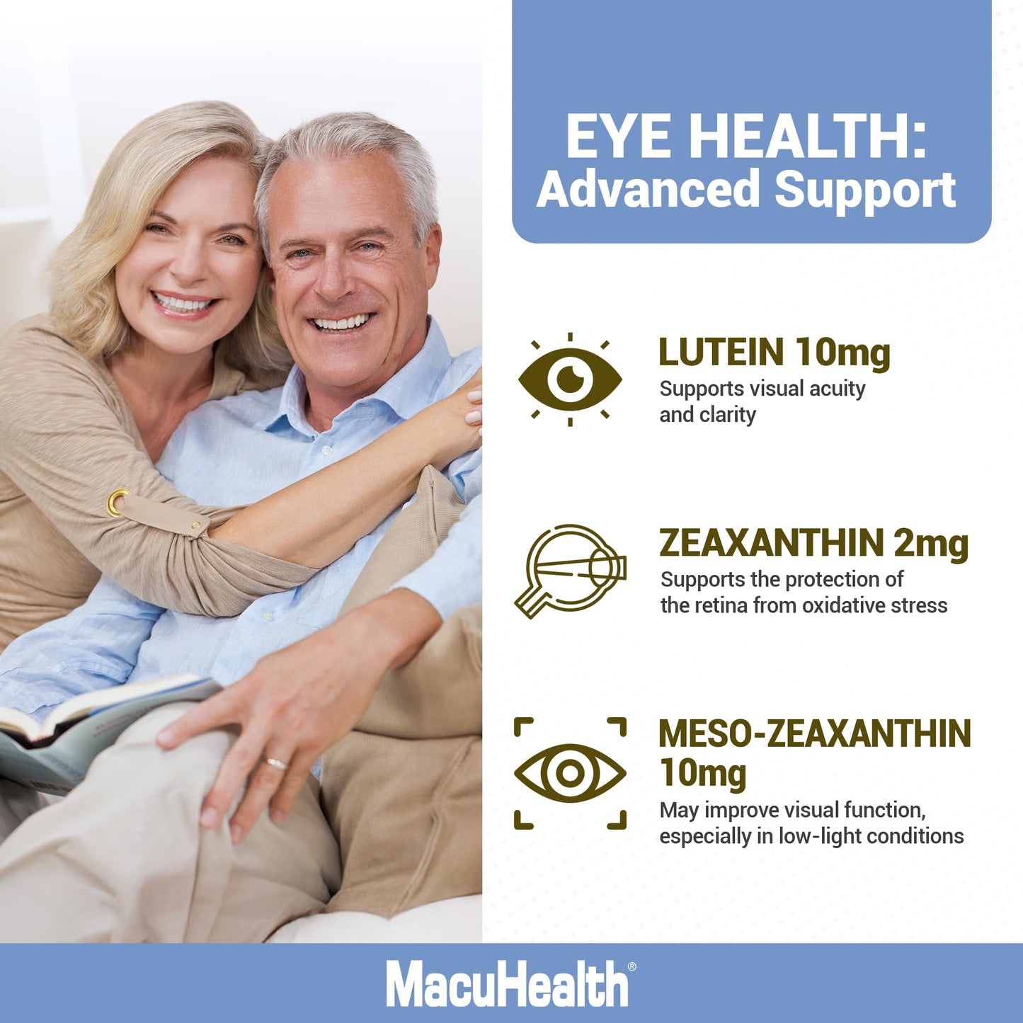 Macuhealth Plus+ Eye Vitamins Supplement for Adults - 90 Day Supply with Lutein, Zeaxanthin, and Meso-Zeaxanthin - Unflavored, Vitamin for Eyes MacuhealthBuy Supplements Australia