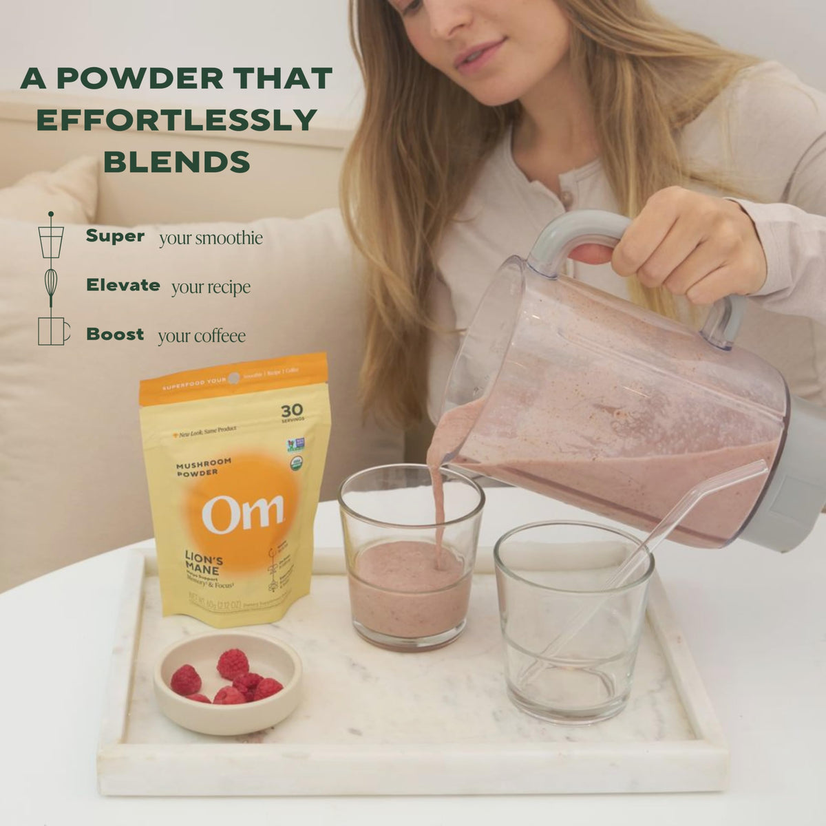 Om Lion’s Mane Mushroom Powder - Organic Mushroom Supplement and Nootropic - Support Memory, Focus and Nerve Health, 7.05 oz (100 Servings)