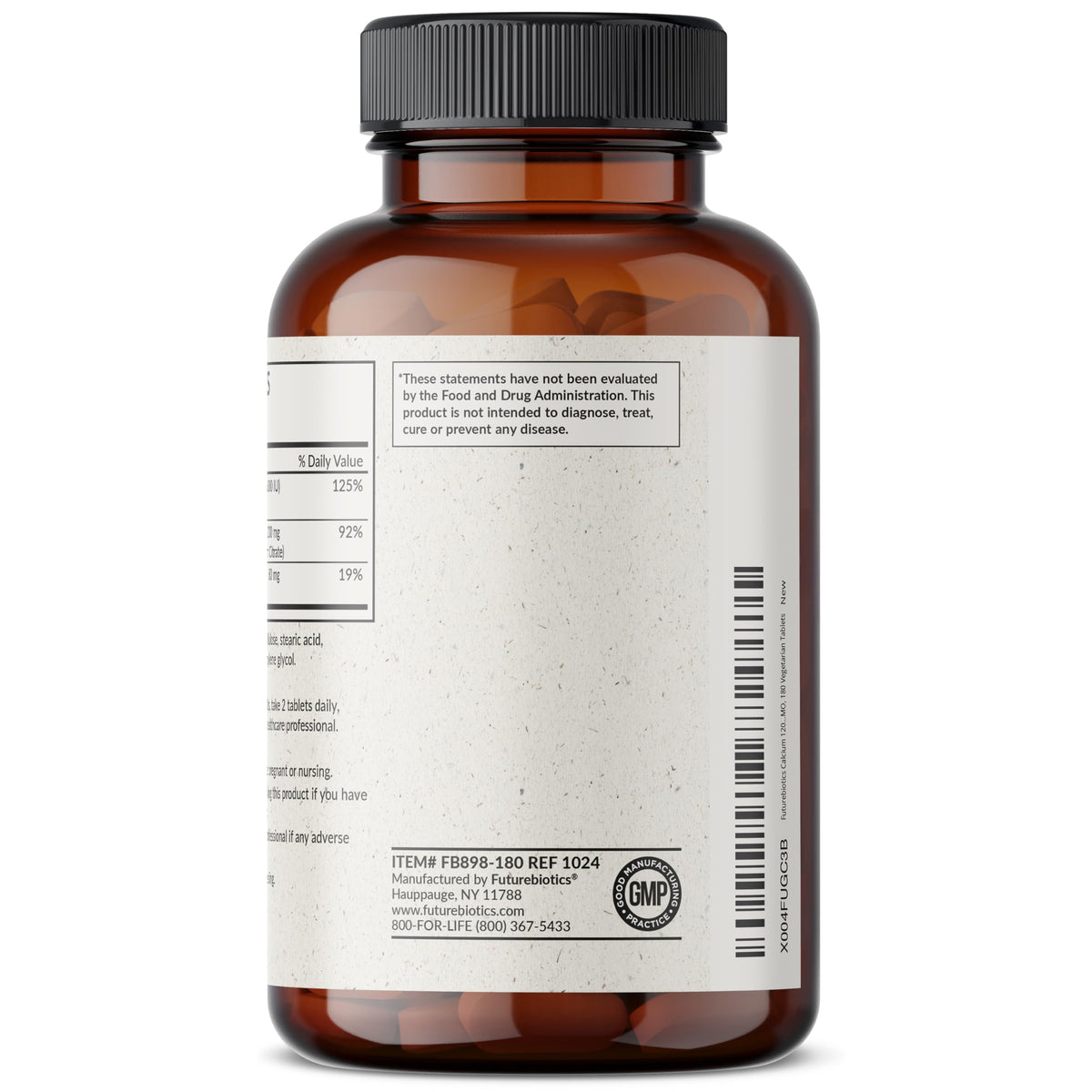 Futurebiotics Calcium 1200 MG Per Serving Sustained Release with Vitamin D3 1000 IU Per Serving Non-GMO, 90 Vegetarian Tablets