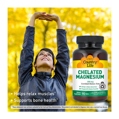 Country Life Chelated Magnesium 250 mg, 240 Tablets