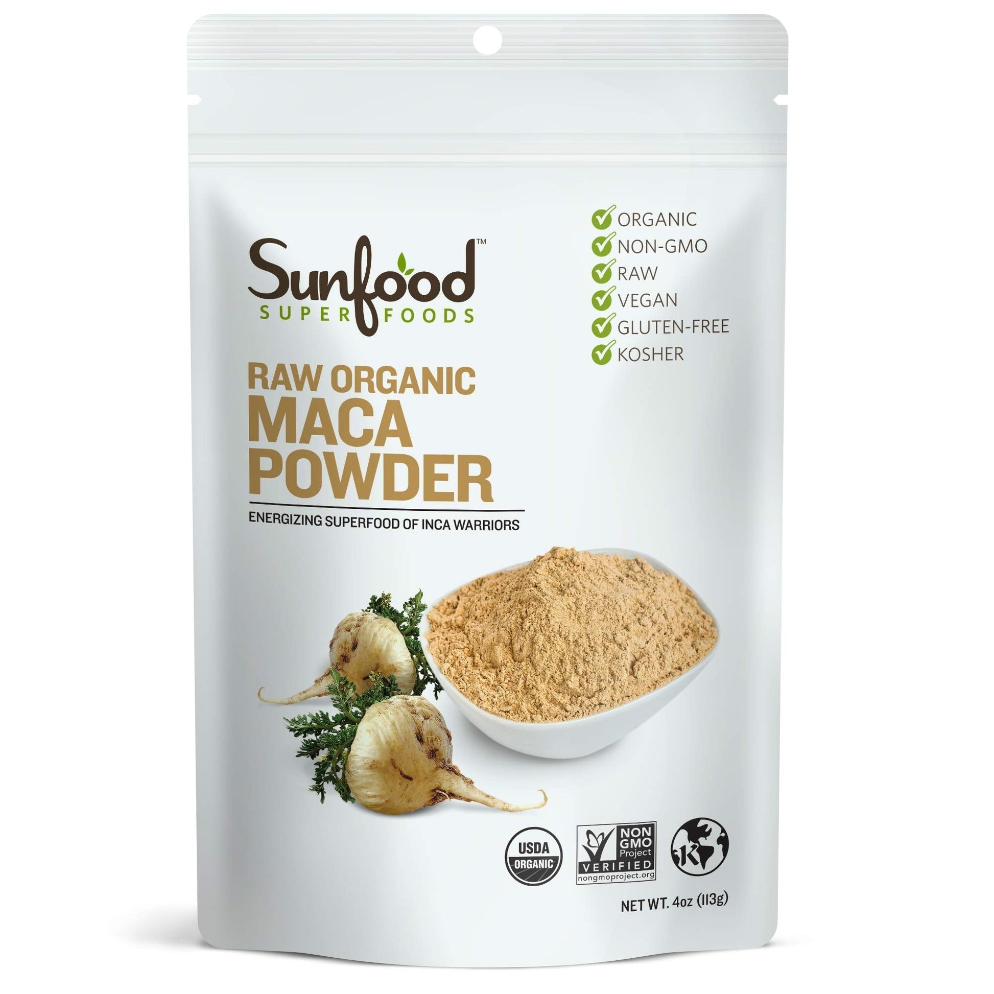 Sunfood Organic Maca Powder - Maca Root Powder, Maca Powder Organic, Maca Supplement for Men & Women with Adaptogens, Peruvian, Raw, Vegan, Premium Maca Powder - 4 Oz Bag Sunfood SuperfoodsBuy Supplements Australia
