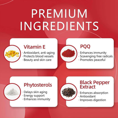 DRFOSTER Ubiquinol CoQ10 200mg, with PQQ & Vitamin E, 120 Servings | Active Ubiquinol, Coq10 200mg, Black Pepper for Max Absorption, Allergen-Free, Powerful Antioxidant, Brain & Energy Support