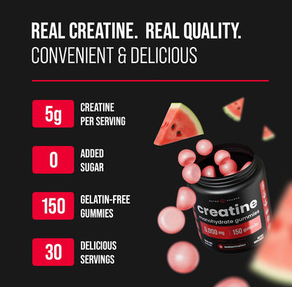 NutraChamps 150 Creatine Gummies for Men & Women - 5g Sugar Free Chewable Creatine Monohydrate Gummies - Supports Protein Synthesis, Muscle Recovery & Workout Performance