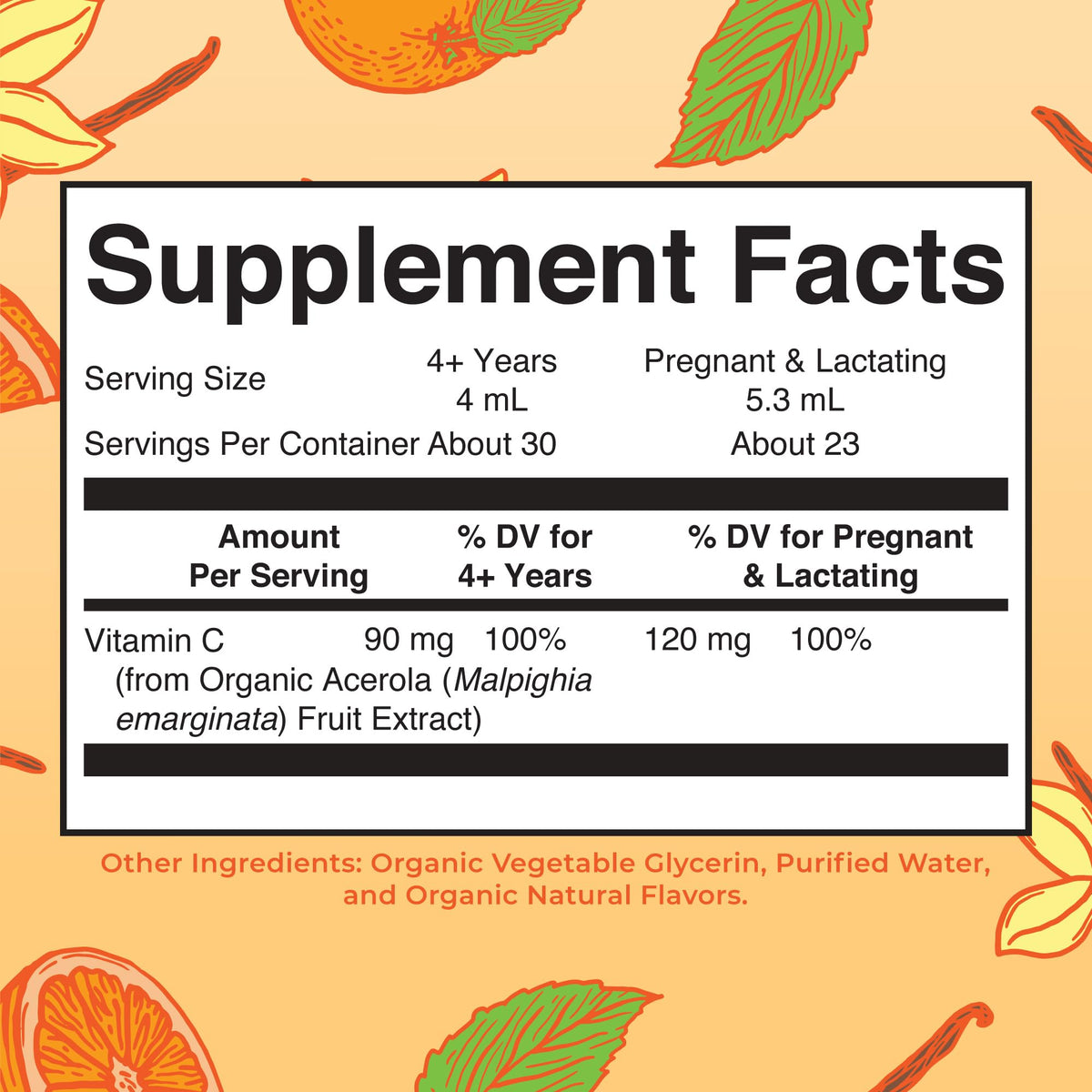 MARYRUTH'S USDA Organic Kids Vitamin C Drops Vegan Vitamin C Immune Support Supplement for Ages 4-13 | Immune Support & Overall Health | Vitamin C from Organic Acerola Fruit Extract | 2oz