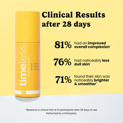 Timeless Skin Care Vitamin C Serum with Vitamin E & Ferulic Acid - Brightening Serum - for Oily & Dry Skin - Fragrance-Free - 1.7 oz