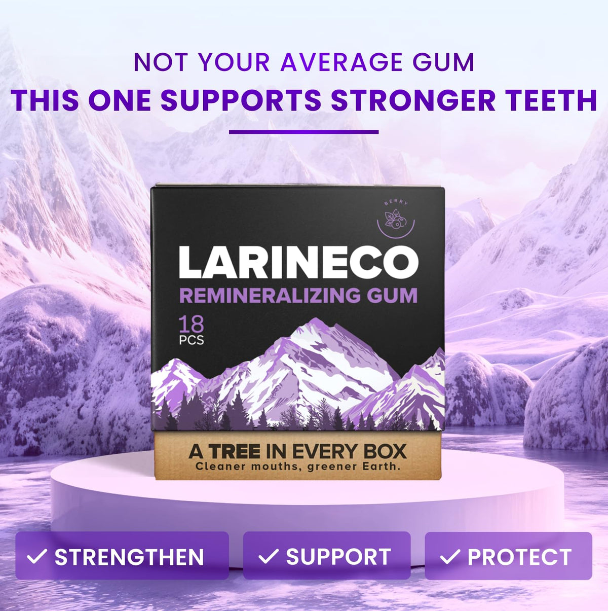 Larineco Remineralizing Gum with Nano Hydroxyapatite & Xylitol – Sugar-Free Xylitol Gum – Plastic-Free, Dye-Free, Aspartame-Free – Natural Base – 36 Pieces, Mastic Mint