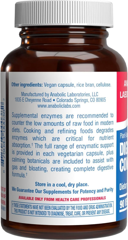 Plant Based Multi Digestive Enzymes Supplement - Clinically Formulated Digestion Supplement with Soothing Herbs and Enzymes for Women and Men for Protein Carb & Fat Digestive Complete (90ct)