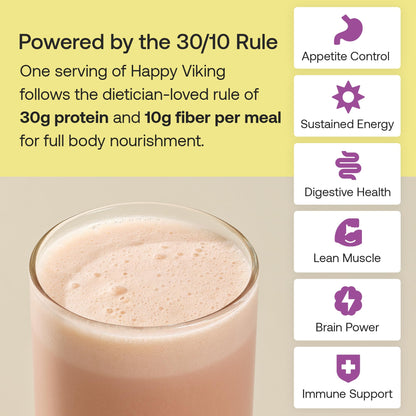 Happy Viking Plant-Based Protein Powder +100 Superfoods Vanilla Meal Replacement Shake, Created by Venus Williams, 30g Plant Protein, 10g Fiber, Vegan, Gluten-Free, Non-GMO, 15 Meals Happy Viking buy supplements Au