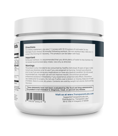 Transparent Labs Creatine HMB - Creatine Monohydrate Powder with HMB for Muscle Growth, Increased Strength, Enhanced Energy Output, and Improved Athletic Performance