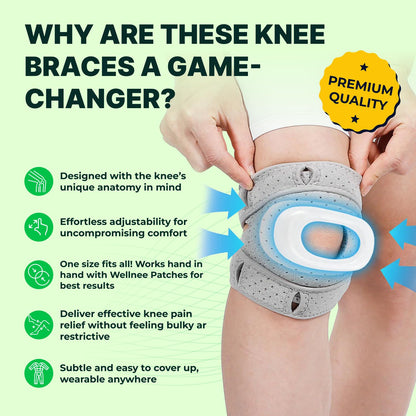 Wellnee Knee Brace with Silicone Padding - Wellknee Compression Sleeve for Men & Women - Joint Support that Massages & Boosts Circulation During Walking, Running & Exercise