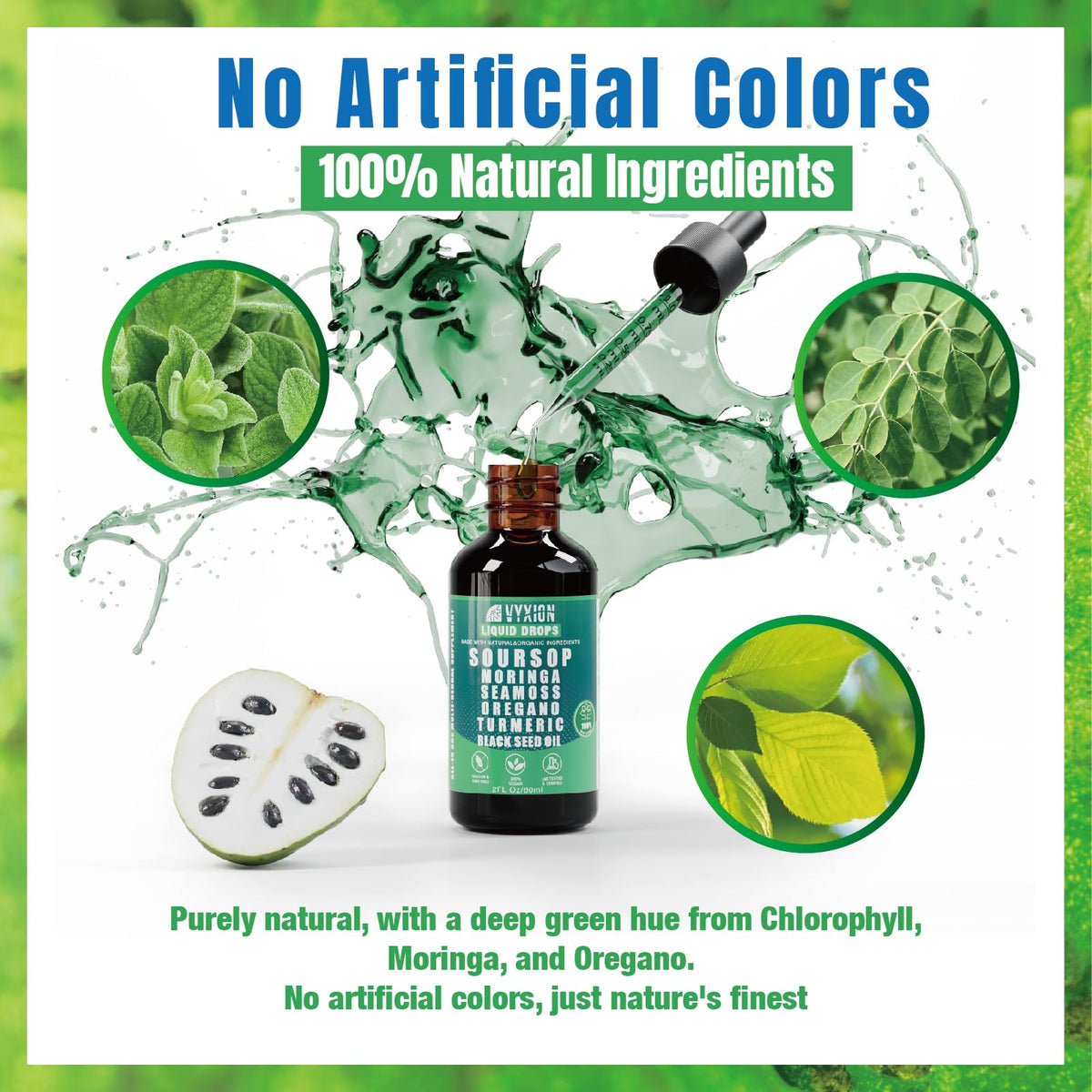 Soursop Bitters Liquid Drops 10 in 1 with Sea Moss, Moringa, Turmeric, Black Seed Oil, Oregano, Ashwagandha | Herbal Extracts for Overall Health-Enhancing |Vegan, Non-GMO| 2 Fl Oz(Mixed Berry Flavor)