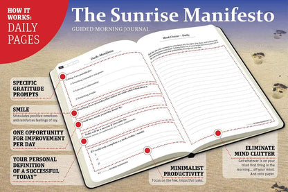 Health Planner Bundle - Fitness Planner & Sunrise Journal Set | Pairs a 5-Minute Gratitude Practice with a Spiral-Bound Workout and Food Log, Ideal Wellness Gift for Men and Women