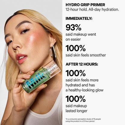 Milk Makeup Mini 12HR Hydro Grip Primer + Full Size KUSH Lip Oil Gift Set – Hydrating Face Primer + Clear Lip Gloss – Travel Friendly, All-Day Wear