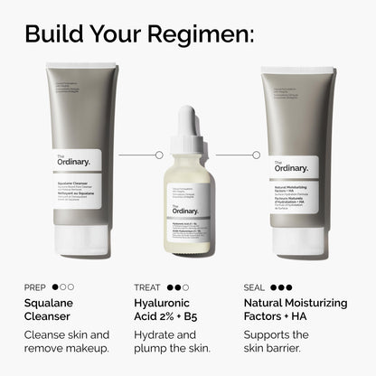 The Ordinary Hyaluronic Acid 2% + B5 (with Ceramides), Multi-Depth Hydration Serum for Plumper, Smoother Skin, 1 Fl Oz (Pack of 2)