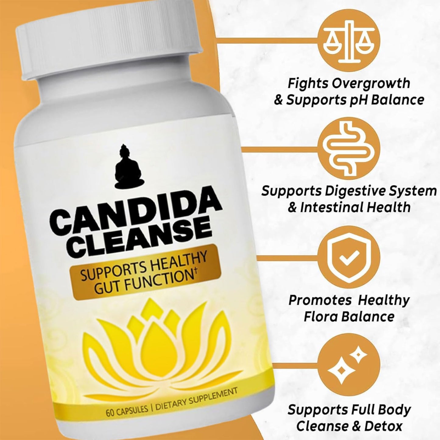 Candida Cleanse - Gut & Colon Support, Advanced Probiotic & Herbal Formula, Natural Herbal Formula, Oregano Leaf, Wormwood, Black Walnut,