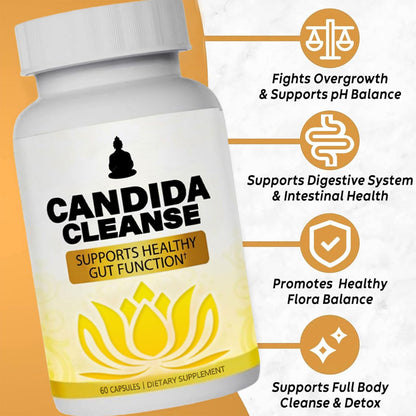 Candida Cleanse - Gut & Colon Support, Advanced Probiotic & Herbal Formula, Natural Herbal Formula, Oregano Leaf, Wormwood, Black Walnut,