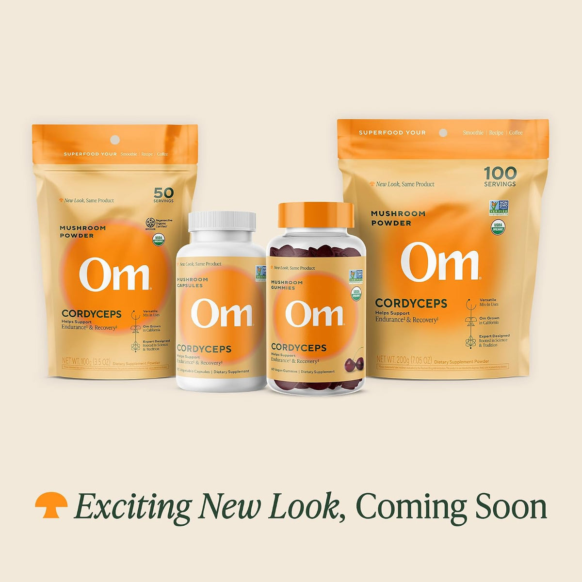 OM MUSHROOM SUPERFOOD Cordyceps Mushroom Capsules Superfood Supplement, 90 Count, 30 Days, Organic Energy Supplement for Stamina and Endurance