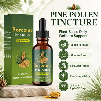 Pine Pollen Tincture | Pine Pollen Powder Liquid Drops for Men & Women - Vegan, Sugar & Alcohol-Free Supplement - 2 fl oz