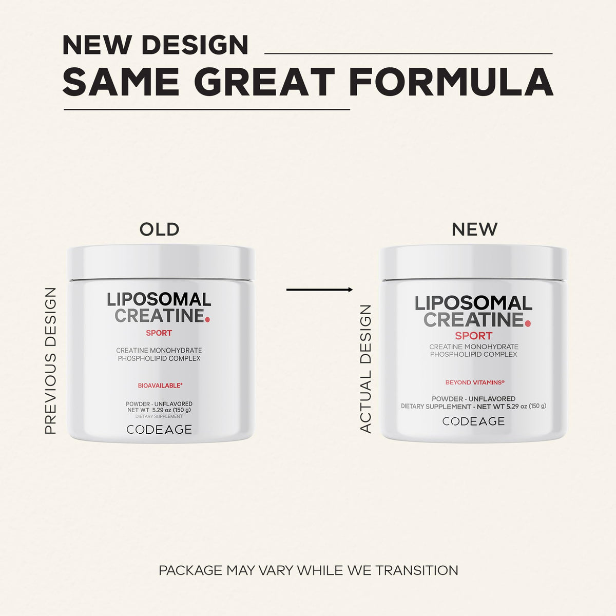 Codeage Liposomal Creatine Powder, 5000mg, Monohydrate, Unflavored, 90 SRV | Liposomal micronized creatine monohydrate, 5 g per serving, unflavored. Three-month supply. Non-GMO.