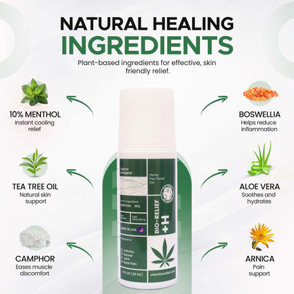 BIO-RELIEF Fast-Acting Hemp Pain Relief Roll On - Highly Effective, Cool & Topical Pain Relief Extra Strength for Arthritis, Muscle, Joint & Back – Easy Roll On Maximum Strength Scientific Solutions GlobalBuy Supplements Australia