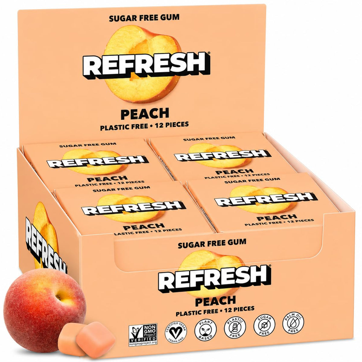 Refresh Sugar Free Chewing Gum with Xylitol, Garden Mint, 12 Pack