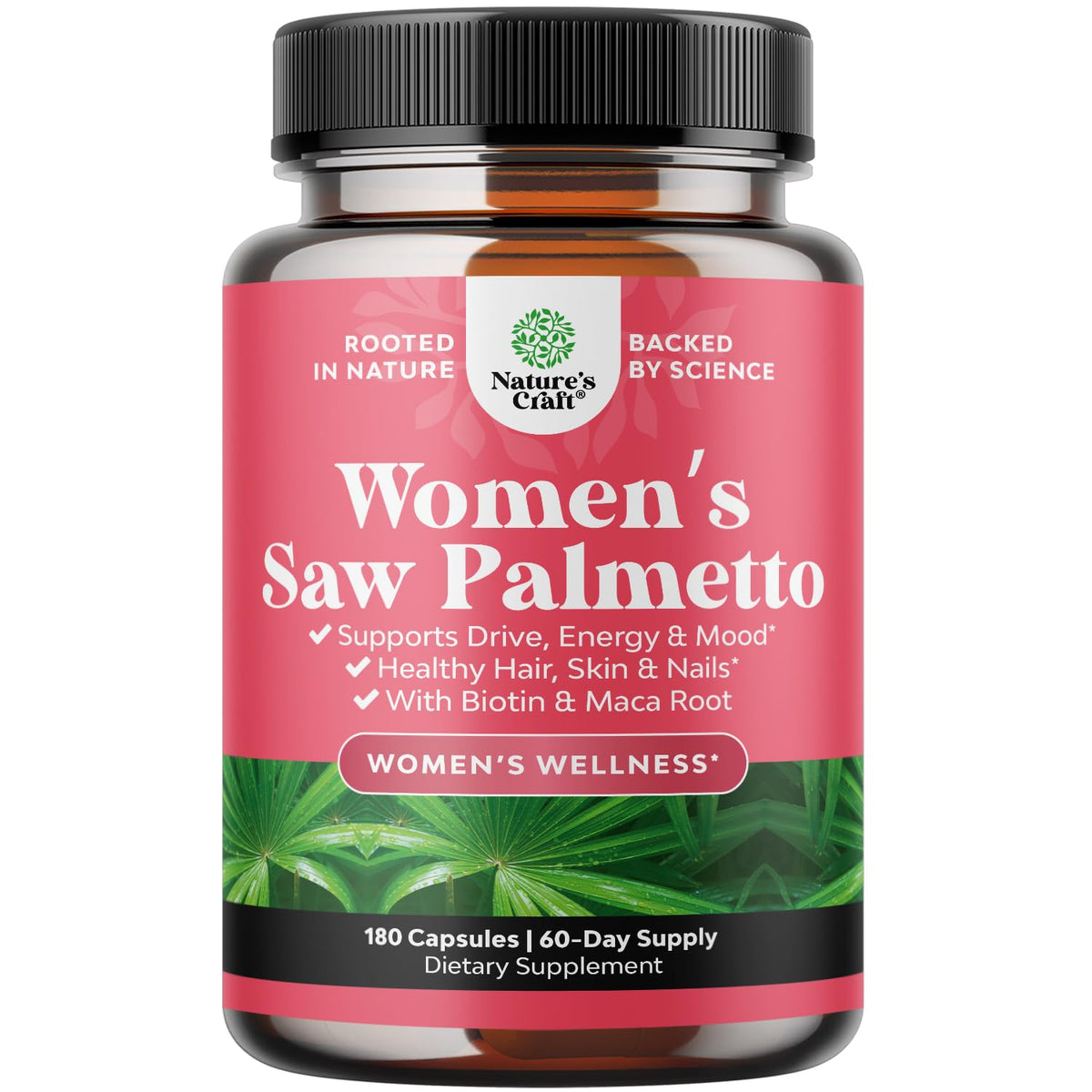 Saw Palmetto for Women 500mg - DHT Blocker for Women 30-Day Supply - Hair Vitamins for Hair Loss Supplement - Saw Palmetto Extract Capsules with Maca Root & Biotin - 90 Count