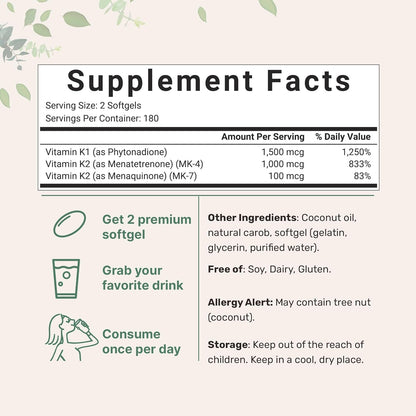 Micro Ingredients Super Vitamin K Complex (K2 MK7 + MK4 & K1) & Vitamin D3 5,000 IU Bundle Pack | Easily Absorbed K Vitamins, Active Menaquinone Complex | Vitamin D as Cholecalciferol