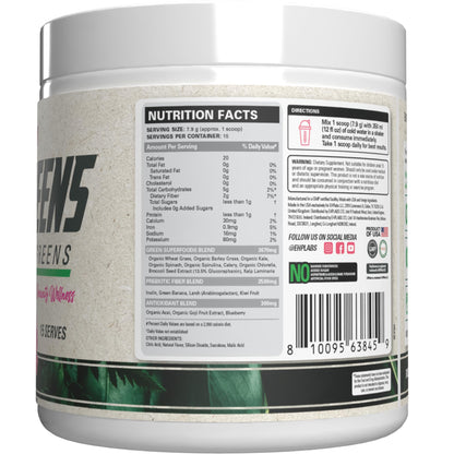 EHP Labs OxyGreens Super Greens Powder with Spirulina & Chlorella, Prebiotic Fiber, Probiotics & Digestive Enzymes – Antioxidant Green Superfood Supplement - 15 Serves (Pineapple)