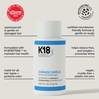 K18 Damage Control Trio, Damage Shield Shampoo + Conditioner + 4-Minute Molecular Repair Hair Mask, Lasting Damage Repair, Color-Safe Shampoo