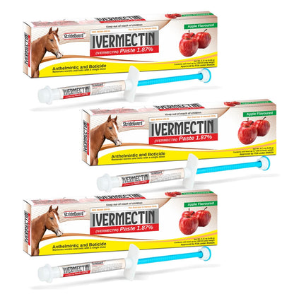 Horse Ivermectin Paste 1.87% – Apple Flavored Oral Horse Dewormer Syringe – 6.08g Tube Treats Horses Up to 1,250 lbs [Pack-1]