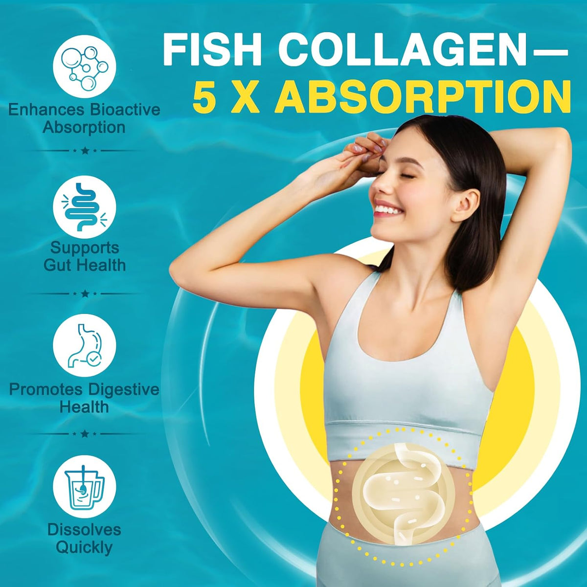 DRFOSTER Marine Collagen Peptides Powder, Multi Type I & III, 50 Servings | Wild-Caught Fish Collagen with MSM, Hyaluronic Acid, Vitamins C & E for Skin, Hair, Nails, Non-GMO