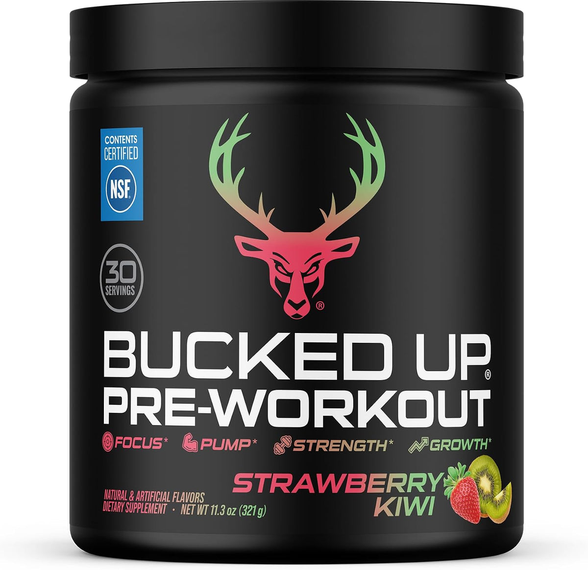 Bucked Up Pre Workout - Best Tasting - 6 Grams Citrulline, 2 Grams Beta Alanine Non Proprietary Blend, Powder (Strawberry Kiwi)