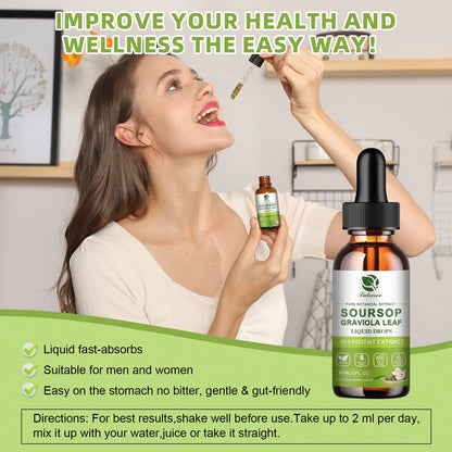 Lukaree Pure Soursop Graviola Leaves Extract - Immune Energy & Gut Support | Soursop Bitters Liquid Drop for Cell Support & Regeneration – Cold Extract with High Potency– Vegan | Gluten-Free | 2 Fl Oz