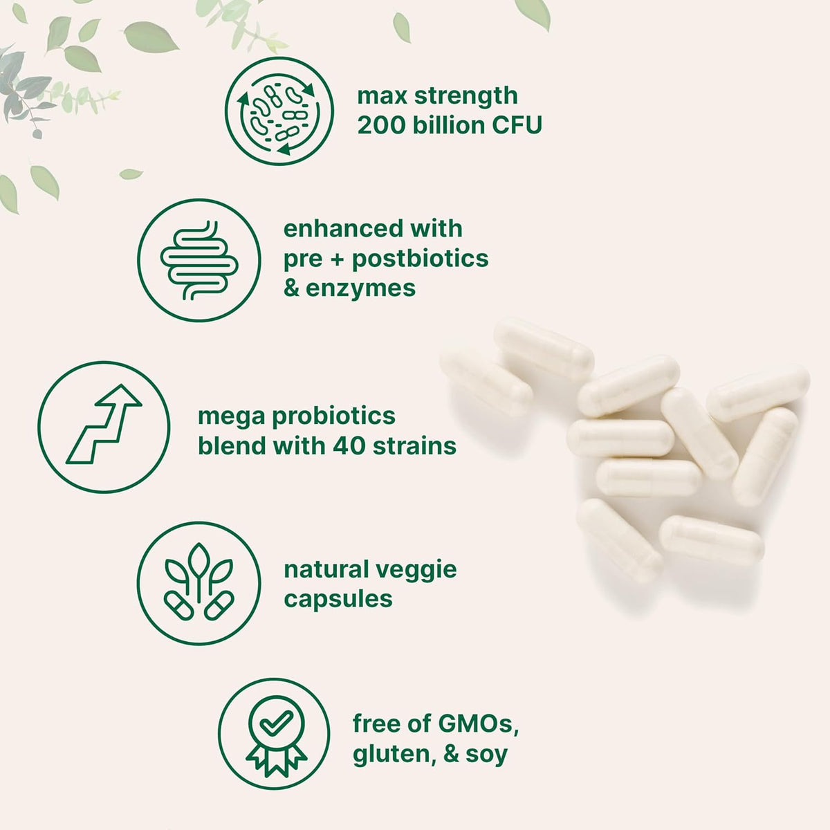 Micro Ingredients 8-in-1 Multi Collagen Pills & Mega Probiotics 200 Billion CFU Veggie Capsules | 2 Pack Bundle | Hydrolyzed Peptides + Hyaluronic Acid & Vitamin C | 40 Strains + Inulin & Bromelain