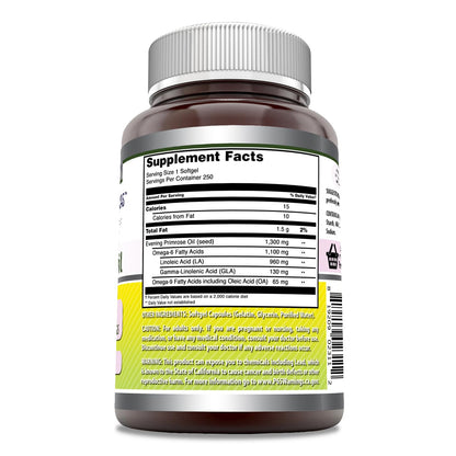 Amazing Formulas Evening Primrose Oil 1300mg, 10% GLA, Softgels Supplement | Hexane Free Cold Pressed Oil | Non-GMO | Gluten Free (250 Count)
